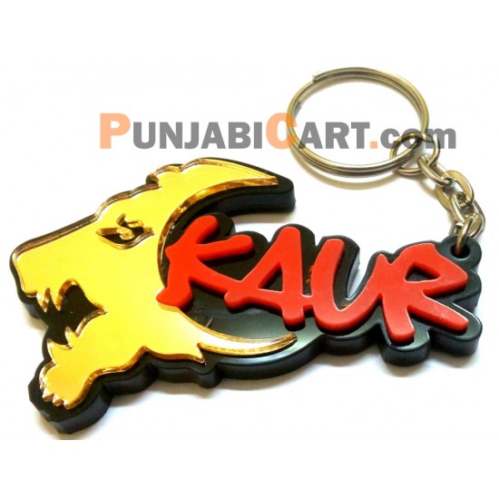 Sher KAUR Key Ring (Golden and Kesri)