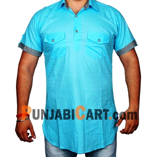 Men's Short Kurta (Ferozi)