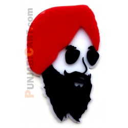 Sardaar Ji Plastic Sticker (Red)