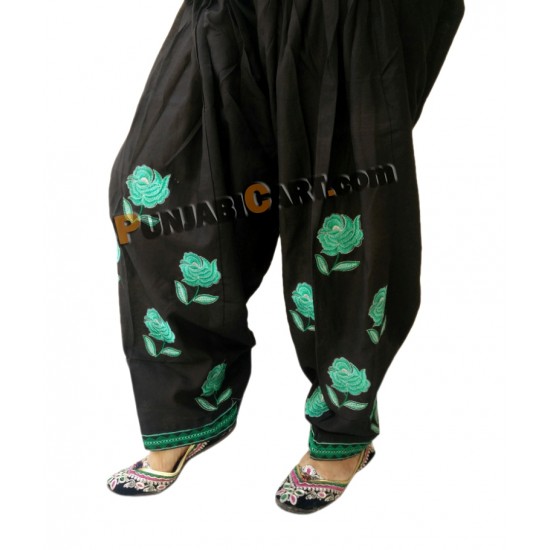 Patch Work Patiala Salwar - Black